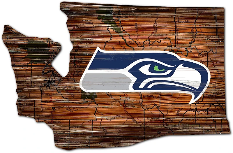 Fan Creations Seattle Seahawks Logo Distressed State Sign
