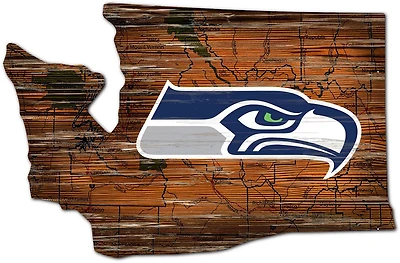 Fan Creations Seattle Seahawks Logo Distressed State Sign