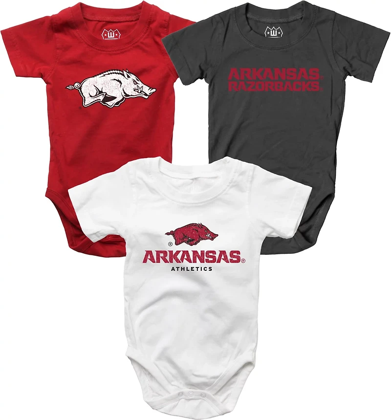 Wes and Willy Infant Boys' University of Arkansas Creeper Set 3-Pack