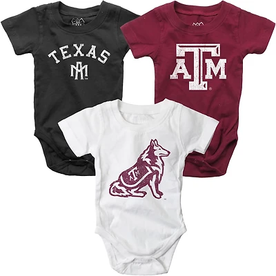 Wes and Willy Infant Boys' Texas A&M University Creeper Set 3-Pack