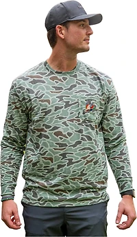 Burlebo Men's Retro Duck Camo Graphic Long Sleeve Pocket T-shirt