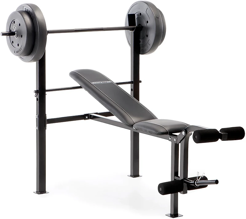 Marcy Standard Adjustable Bench with 80 lb Weight Set and Leg Developer