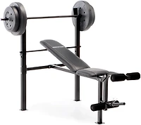 Marcy Standard Adjustable Bench with 80 lb Weight Set and Leg Developer