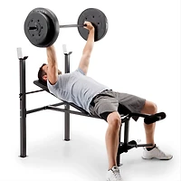 Marcy Standard Adjustable Bench with 80 lb Weight Set and Leg Developer