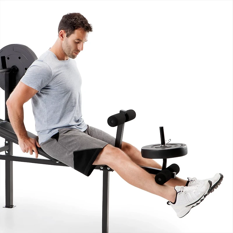 Marcy Standard Adjustable Bench with 80 lb Weight Set and Leg Developer