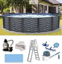 Blue Wave Affinity 18 ft Round Resin Top Rail Swimming Pool Package
