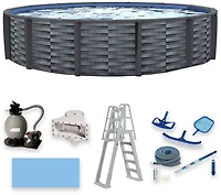 Blue Wave Affinity 30 ft Round Resin Top Rail Swimming Pool Package