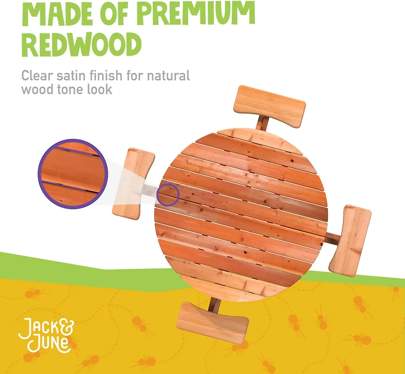 Jack & June Redwood Circular Picnic Table