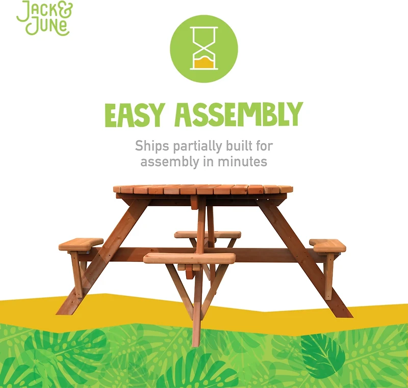 Jack & June Redwood Circular Picnic Table