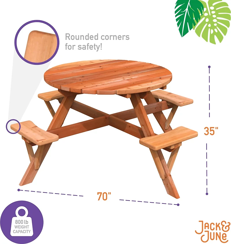 Jack & June Redwood Circular Picnic Table