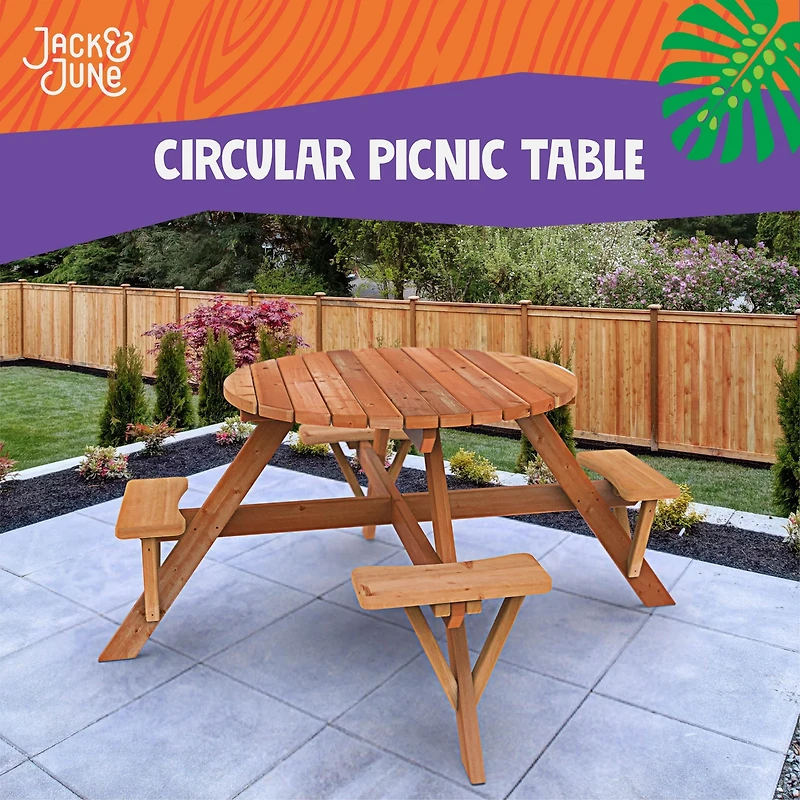 Jack & June Redwood Circular Picnic Table