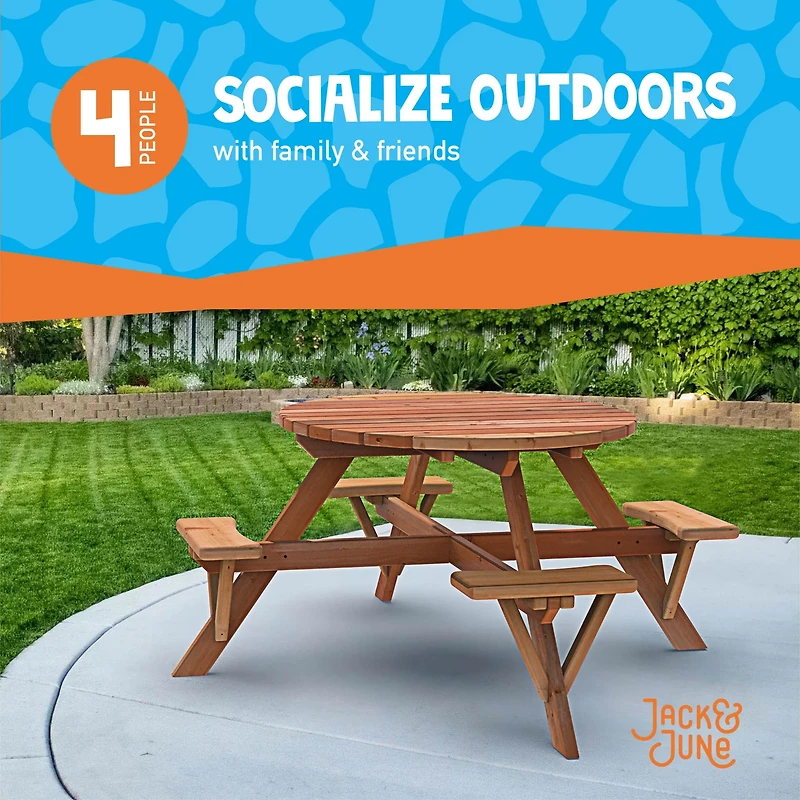 Jack & June Redwood Circular Picnic Table