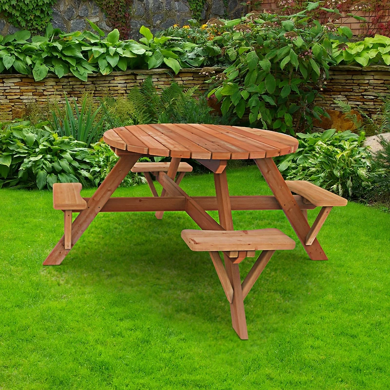 Jack & June Redwood Circular Picnic Table