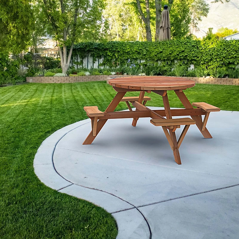 Jack & June Redwood Circular Picnic Table