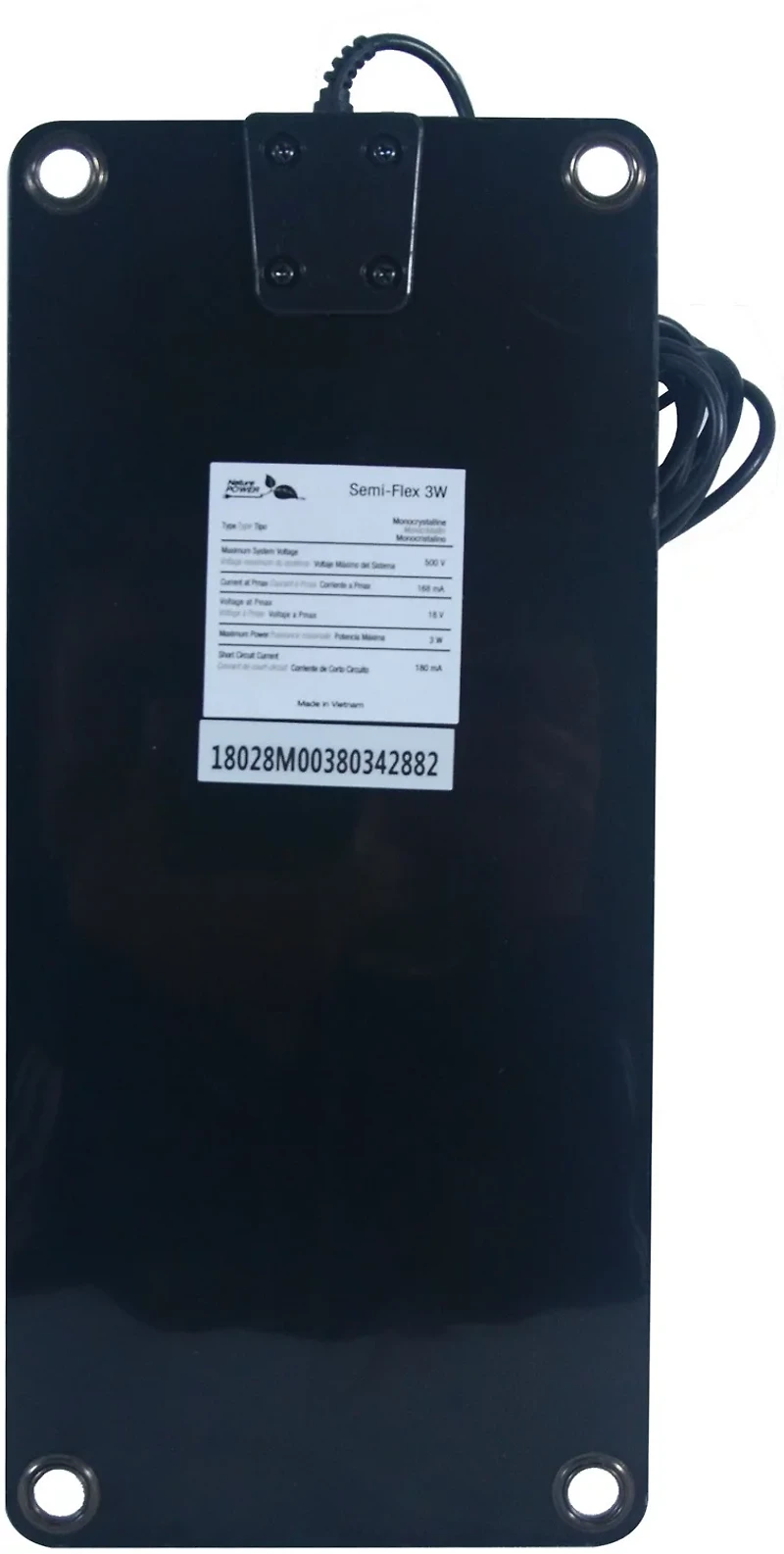 Nature Power 3W Semiflex Monocrystalline Solar Panel Battery Trickle Charger