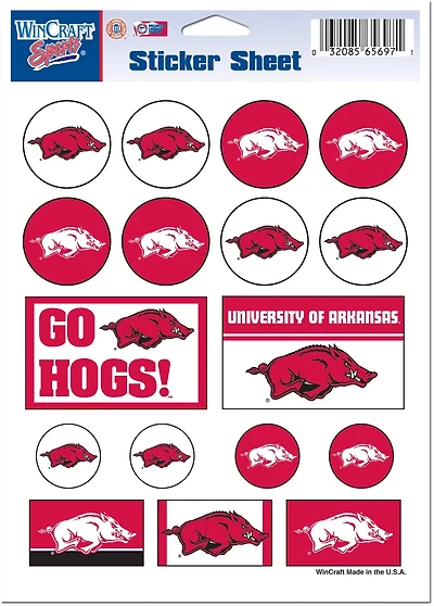 WinCraft University of Arkansas 5 in x 7 in Sticker Sheet
