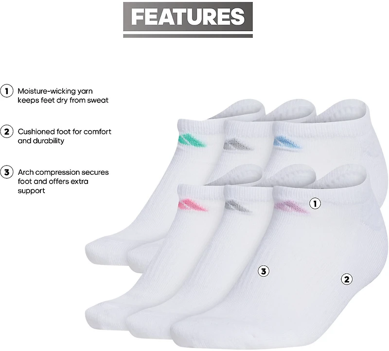 adidas Women's No-Show Socks 6 Pack