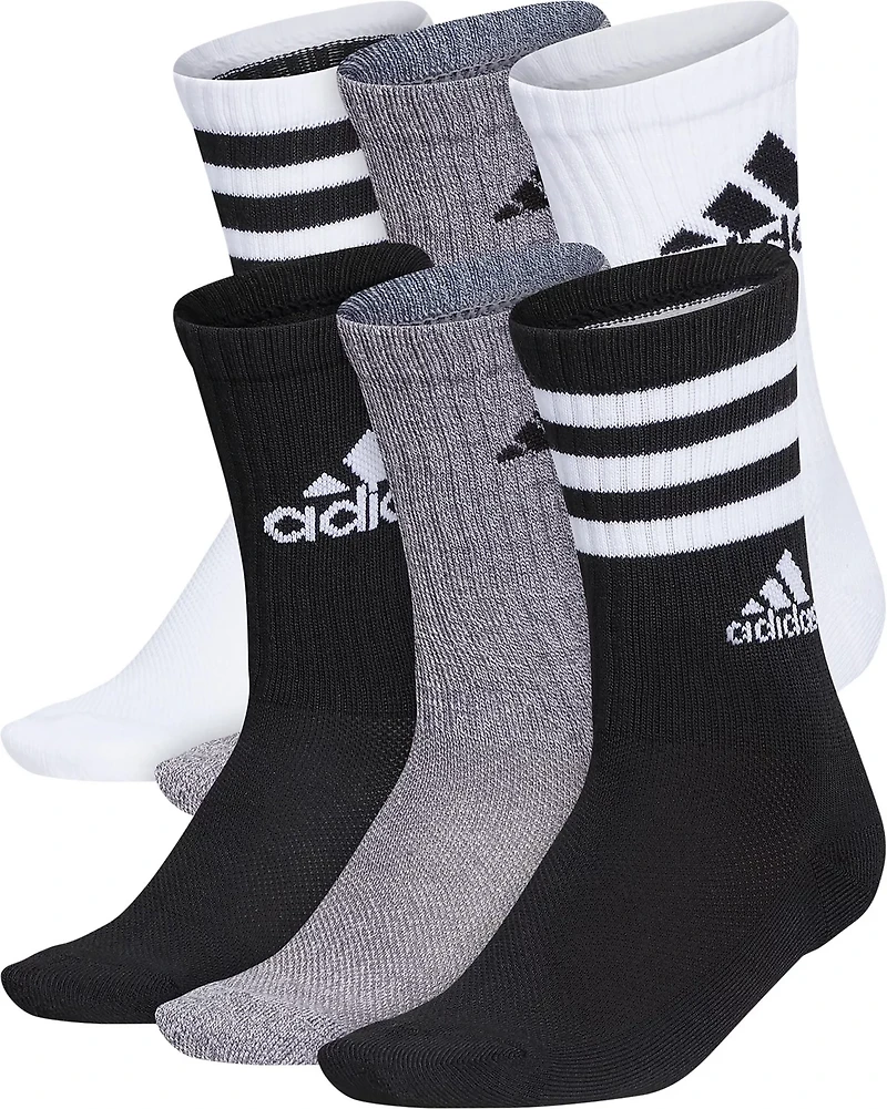 adidas Youth Cushion Mixed Crew Socks 6 Pack