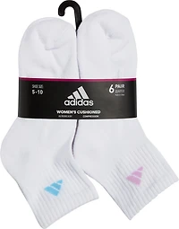 adidas Women's Athletic Cushioned Quarter-Length Socks 6-Pack