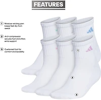 adidas Women's Athletic Cushioned Quarter-Length Socks 6-Pack