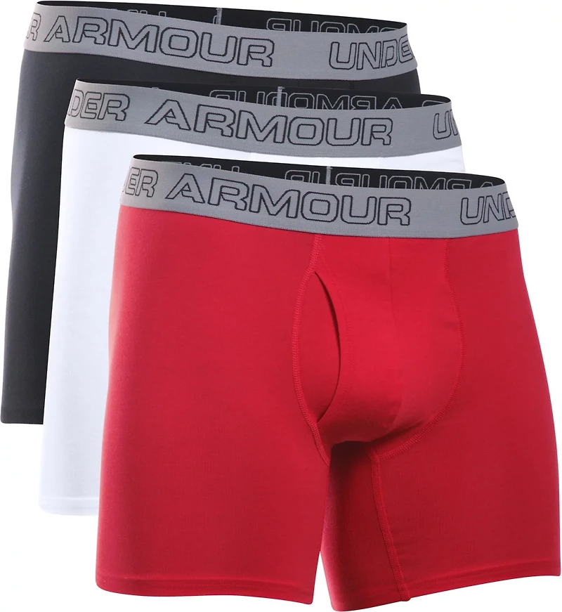 Under Armour Men's Charged Cotton Stretch 6 in Boxerjock Boxer Briefs 3-Pack