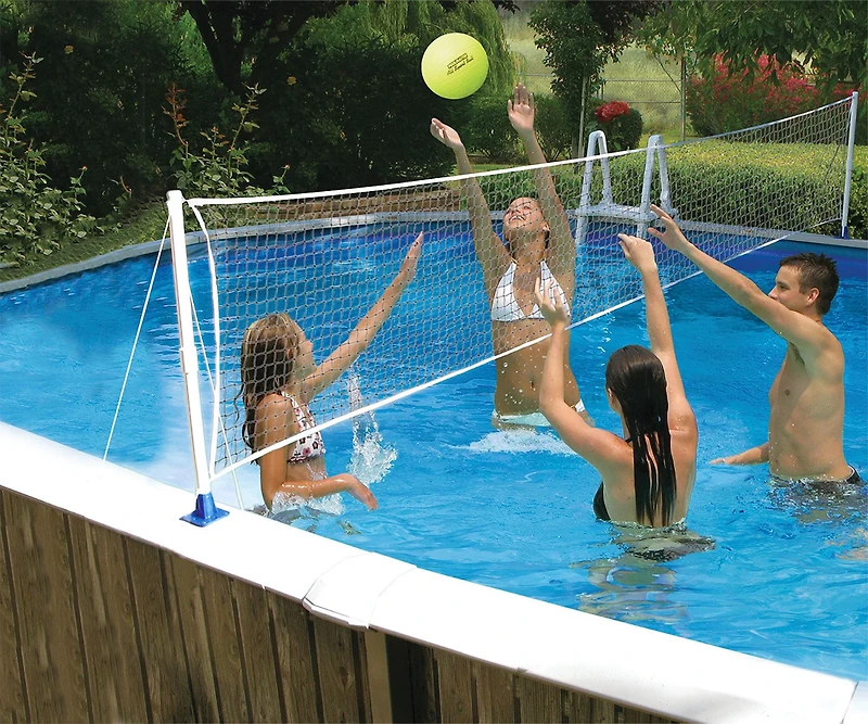 Poolmaster Above-Ground Mounted Poolside Badminton/Volleyball Game Combo