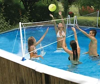 Poolmaster Above-Ground Mounted Poolside Badminton/Volleyball Game Combo