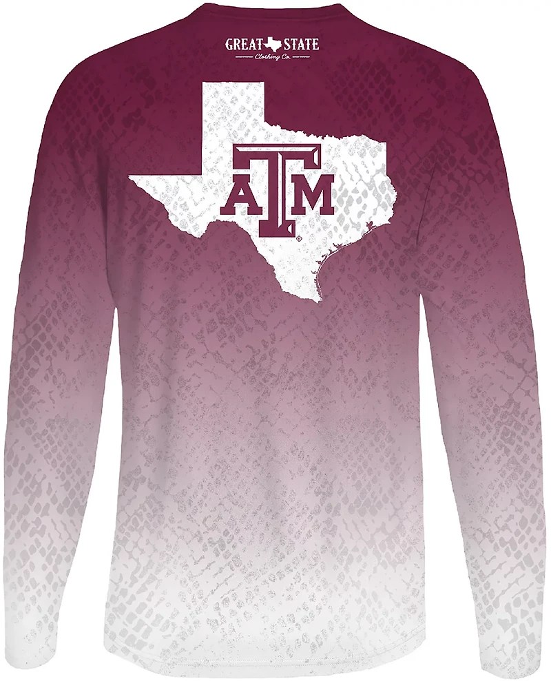 Great State Men's Texas A&M University Knockout State Performance Graphic Long Sleeve T-shirt