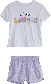 BCG Girls’ Woven Zebra T-shirt and Shorts Set