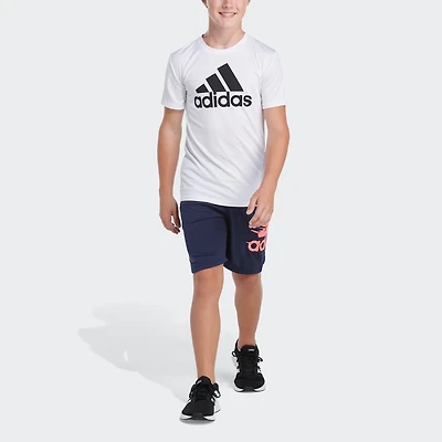 adidas Boys’ AEROREADY Elastic Waistband Big Logo Shorts