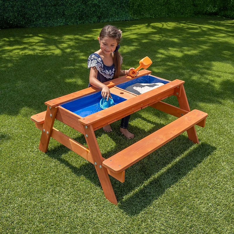 Sportspower Kids Wooden Picnic Table with Sand and Water Play Area