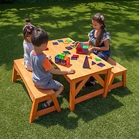 Sportspower Kids Wooden Picnic Table with Separated Bench