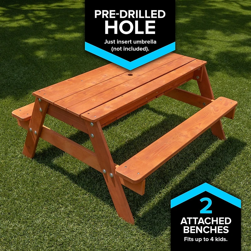 Sportspower Kids Wooden Picnic Table with Sand and Water Play Area