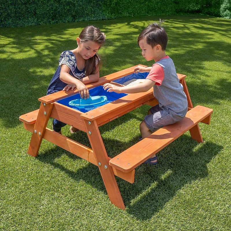 Sportspower Kids Wooden Picnic Table with Sand and Water Play Area
