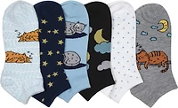 BCG Women’s Sleepy Cozy Cats No Show Socks 6 Pack