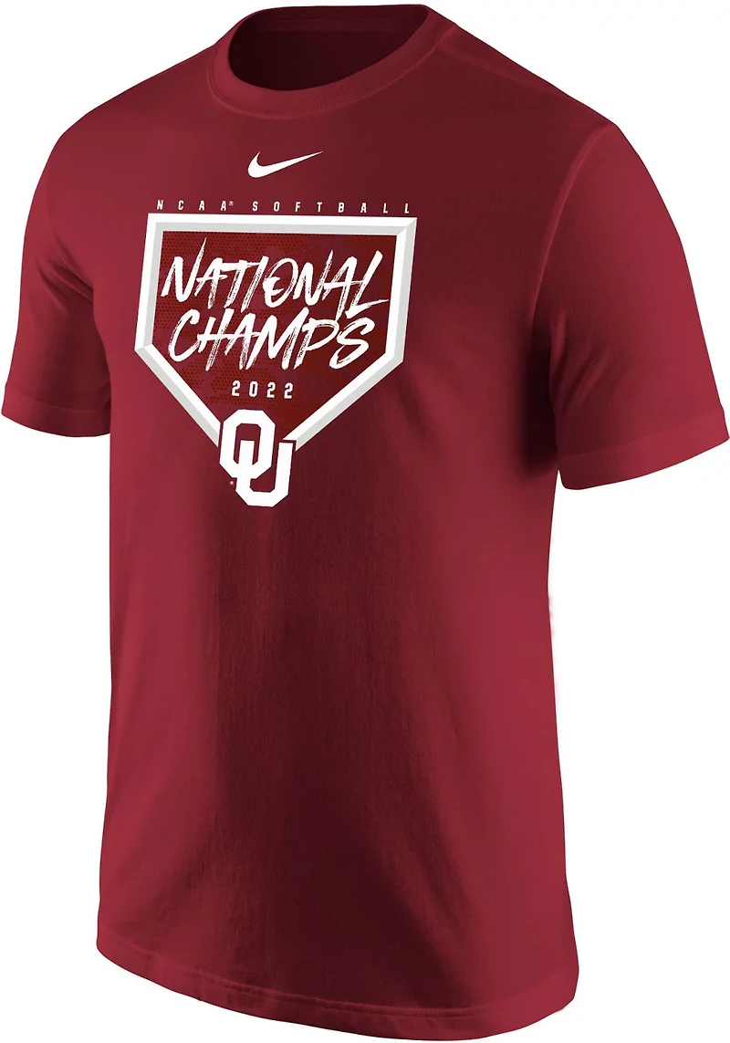 Nike Adults University of Oklahoma 2022 CWS Softball National Champs Short Sleeve T-shirt