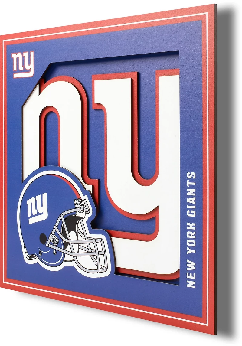 YouTheFan New York Giants 3-D Logo Series 12 in x 12 in Wall Art