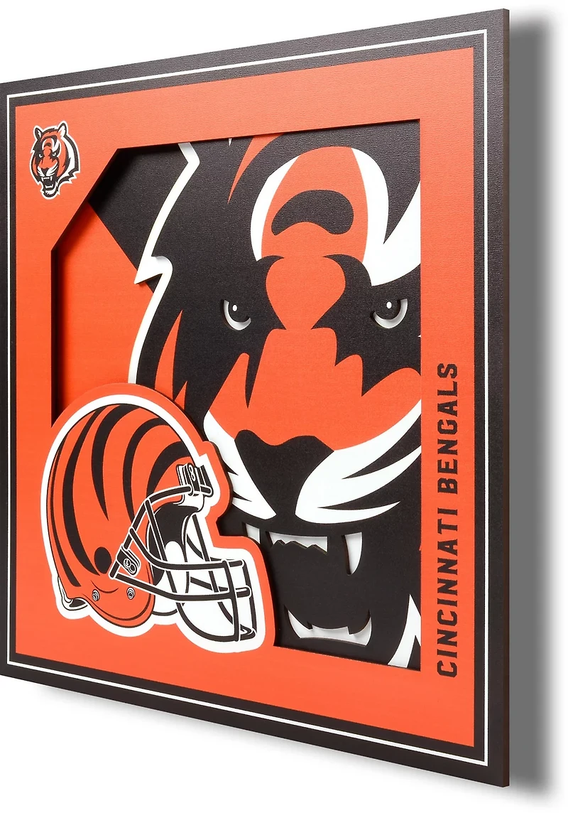 YouTheFan Cincinnati Bengals 3-D Logo Series 12 in x 12 in Wall Art