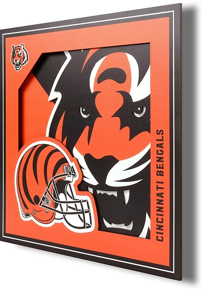 YouTheFan Cincinnati Bengals 3-D Logo Series 12 in x 12 in Wall Art