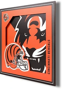 YouTheFan Cincinnati Bengals 3-D Logo Series 12 in x 12 in Wall Art
