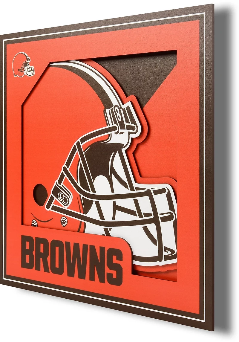 YouTheFan Cleveland Browns 3-D Logo Series 12 in x 12 in Wall Art
