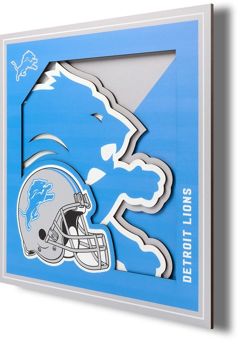 YouTheFan Detroit Lions 3-D Logo Series 12 in x 12 in Wall Art