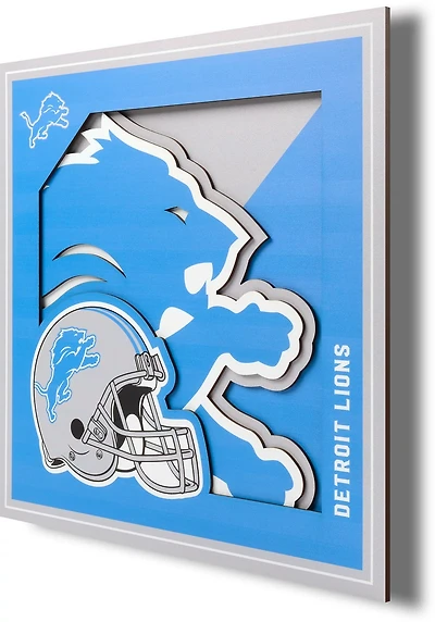YouTheFan Detroit Lions 3-D Logo Series 12 in x 12 in Wall Art