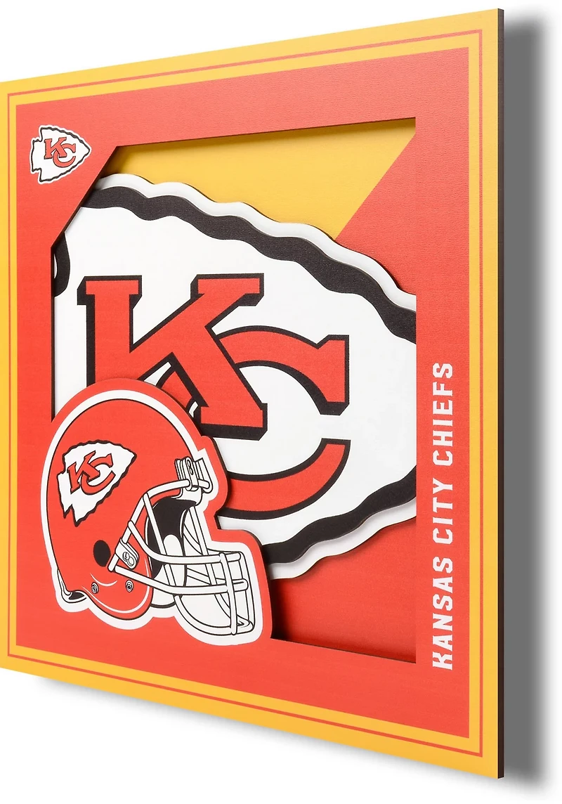 YouTheFan Kansas City Chiefs 3-D Logo Series 12 in x 12 in Wall Art