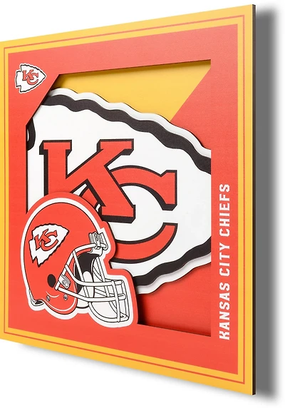 YouTheFan Kansas City Chiefs 3-D Logo Series 12 in x 12 in Wall Art