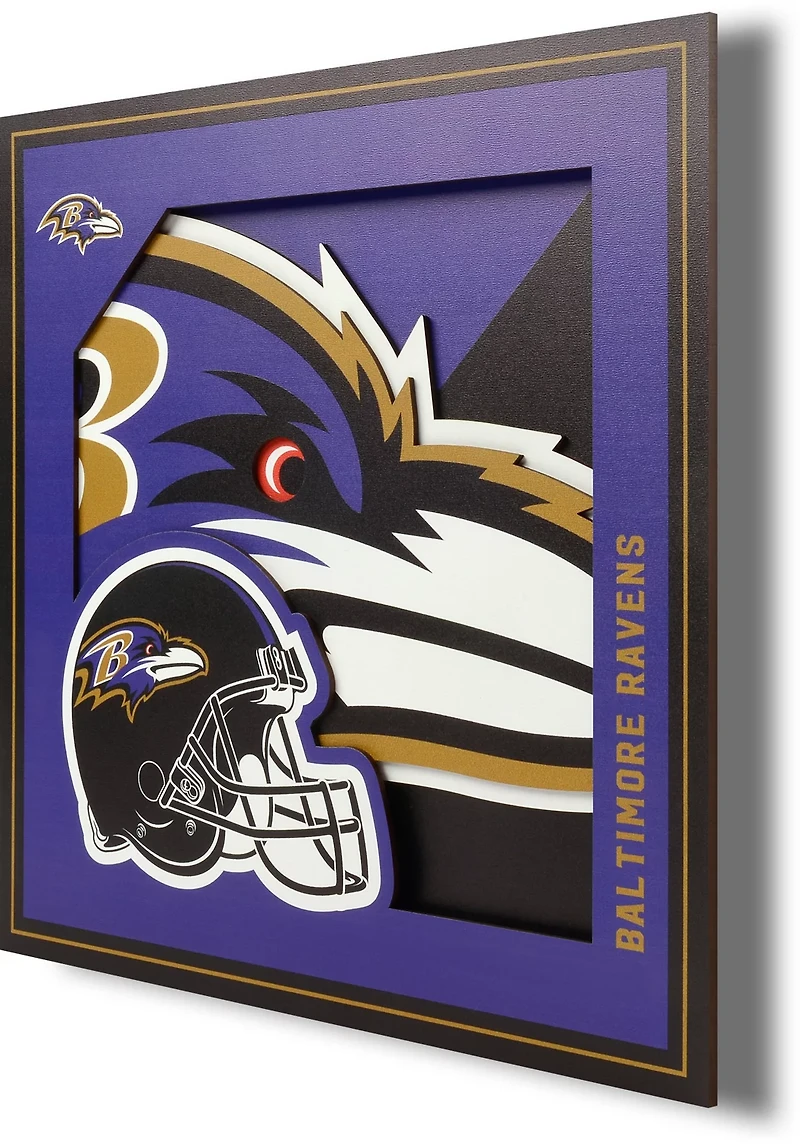 YouTheFan Baltimore Ravens 3-D Logo Series 12 in x 12 in Wall Art