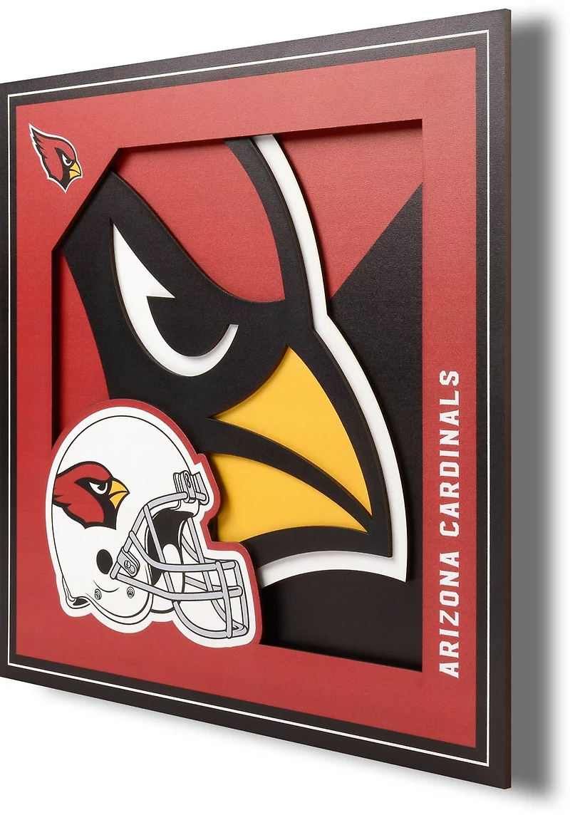 YouTheFan Arizona Cardinals 3-D Logo Series 12 in x 12 in Wall Art