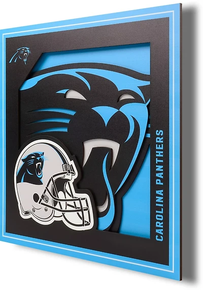 YouTheFan Carolina Panthers 3-D Logo Series 12 in x 12 in Wall Art