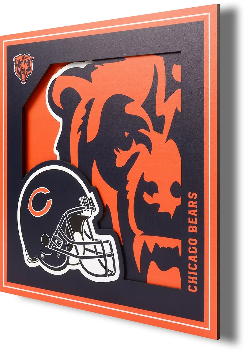 YouTheFan Chicago Bears 3-D Logo Series 12 in x 12 in Wall Art