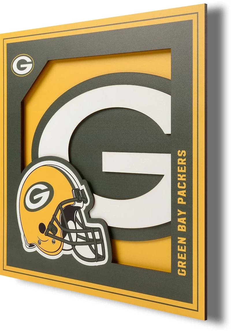 YouTheFan Green Bay Packers 3-D Logo Series 12 in x 12 in Wall Art